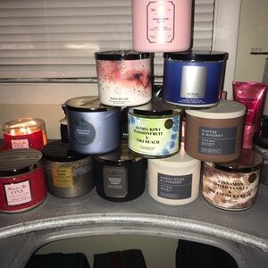 various 3 wick Bath and Body Work candles